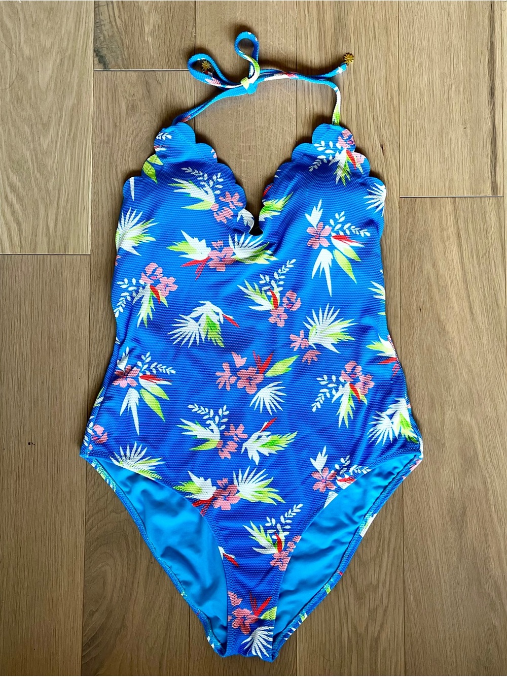 Jessica Simpson One-Piece Caspian Blue Floral Swimsuit Size M